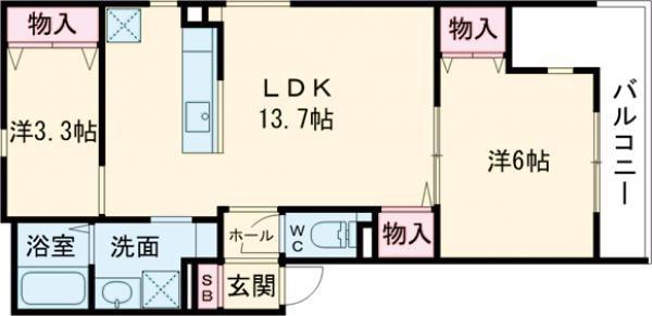 リブレメゾン住吉I(2LDK/3階)の間取り写真