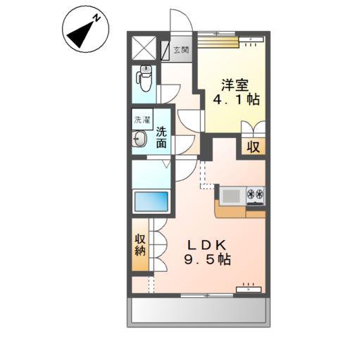 カーサ愛3番館(1LDK/2階)の間取り写真