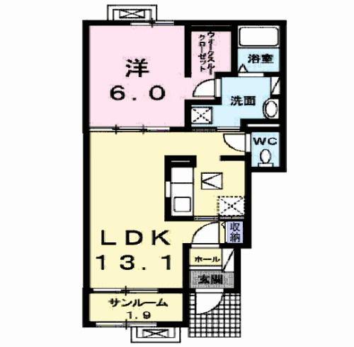 インパスト コーダ(1LDK/1階)の間取り写真