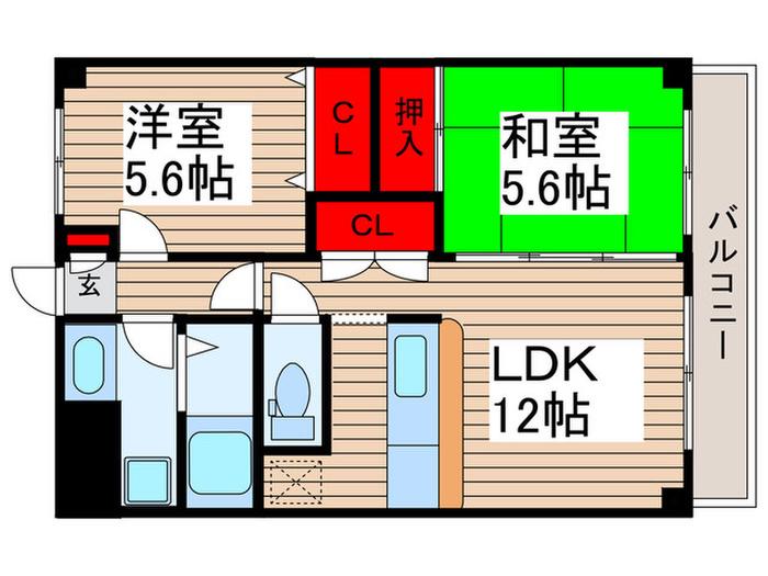 オークタウン鎌ヶ谷(2LDK/1階)の間取り写真