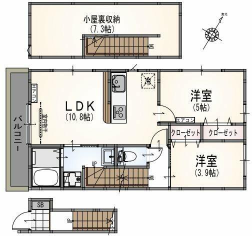 サンライズ国立Ⅱ(2LDK/2階)の間取り写真