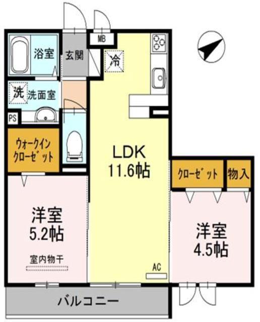 リヴェールII(2LDK/3階)の間取り写真