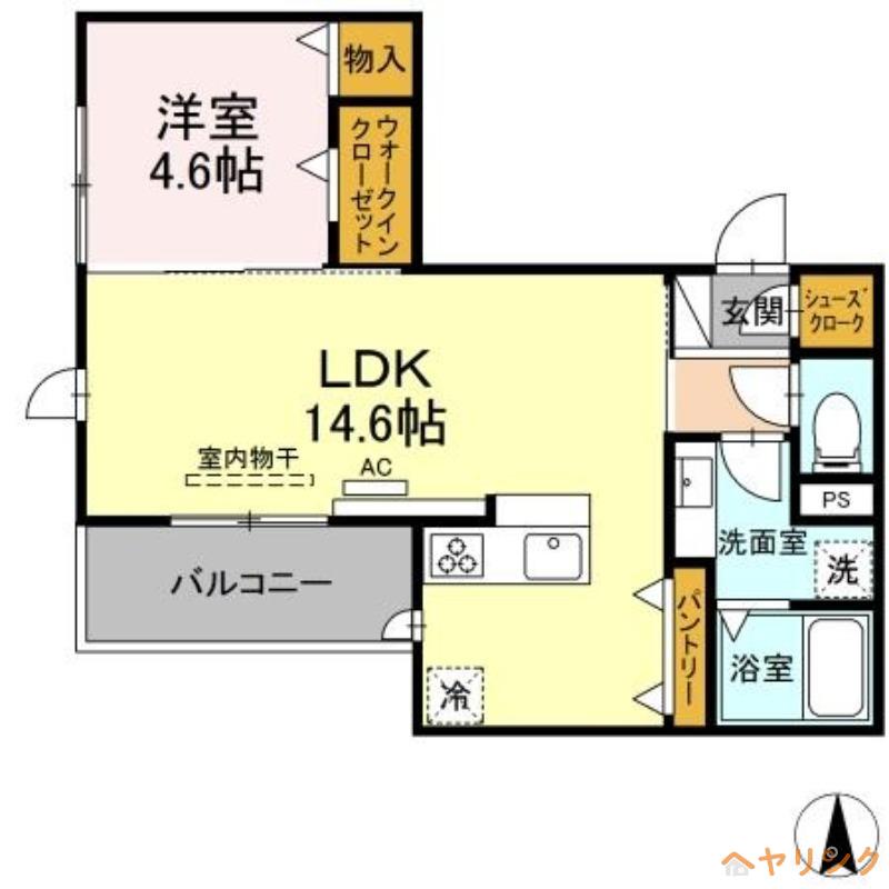 ルミナーレ山の手(1LDK/3階)の間取り写真