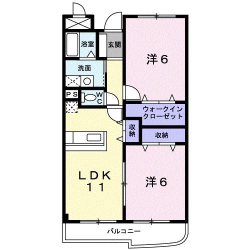 クラージュ ドゥー(2LDK/1階)の間取り写真