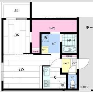 リッジス南郷(1LDK/1階)の間取り写真