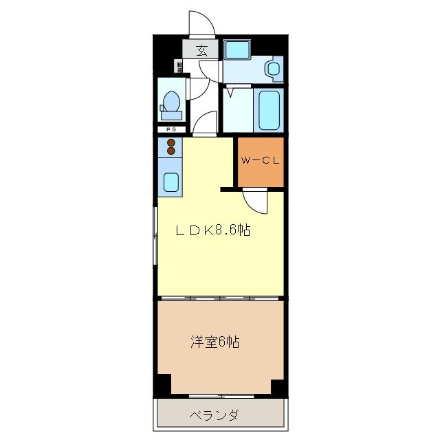 S-FORT津新町(1LDK/1階)の間取り写真