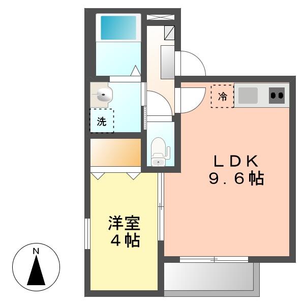 リヴェール東味鋺(1LDK/1階)の間取り写真