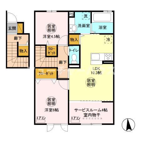 アクタス B(2SLDK/2階)の間取り写真