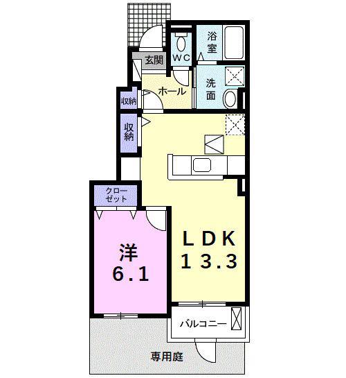 シュウ・メゾンII(1LDK/1階)の間取り写真