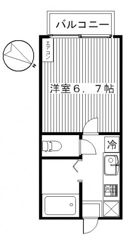 ハイツフレンド藤岡II(1K/2階)の間取り写真