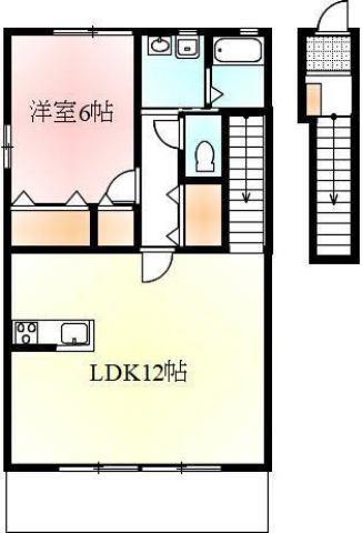リッセン A棟(1LDK/2階)の間取り写真