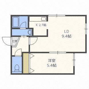 ヨンストーンズ北34(1LDK/3階)の間取り写真