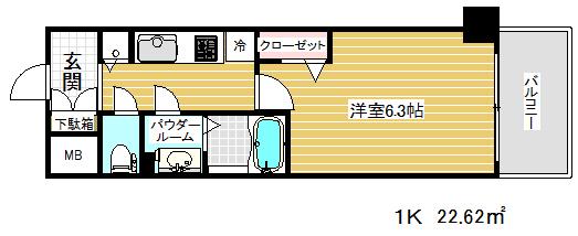 プレサンスみなと元町駅前(1K/4階)の間取り写真
