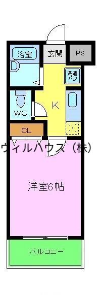 パークサイドハイツ(1K/1階)の間取り写真