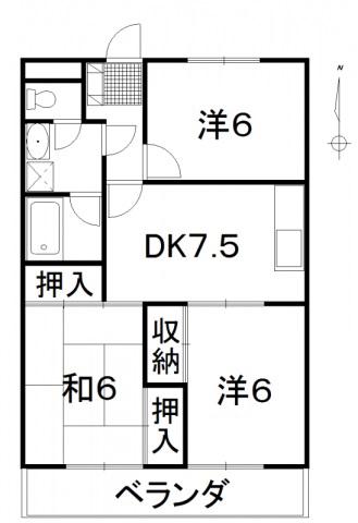 メゾン上市(3DK/1階)の間取り写真