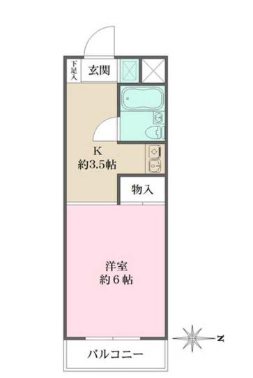 マツモト御殿山ハウス(1K/2階)の間取り写真