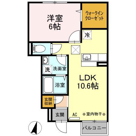 アメージング金色(1LDK/1階)の間取り写真