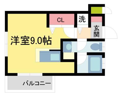 ブリストル(ワンルーム/3階)の間取り写真
