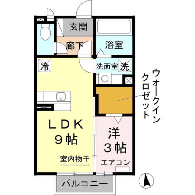 あーばんはいつ神前B棟(1LDK/2階)の間取り写真