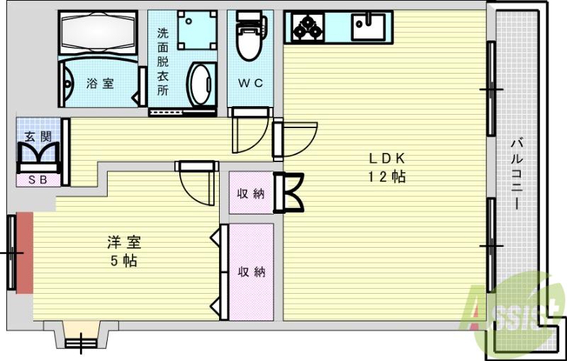 エレガンス上田(1LDK/2階)の間取り写真
