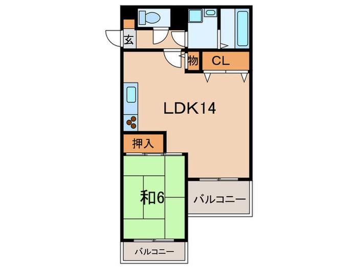 ルナポリス(1LDK/2階)の間取り写真