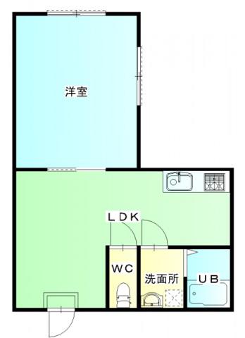 マンションSABA(1LDK/1階)の間取り写真