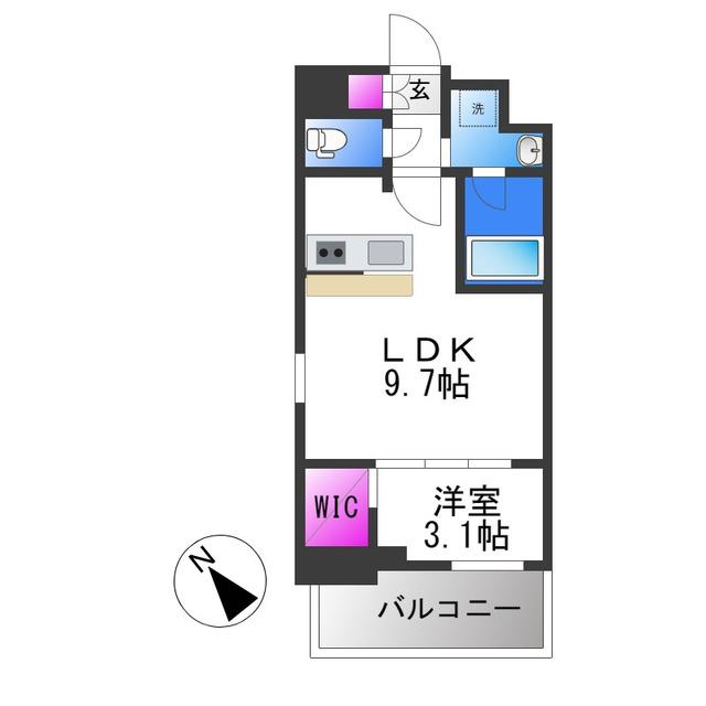 ソルテラス OSAKA イースト GATE(1LDK/12階)の間取り写真