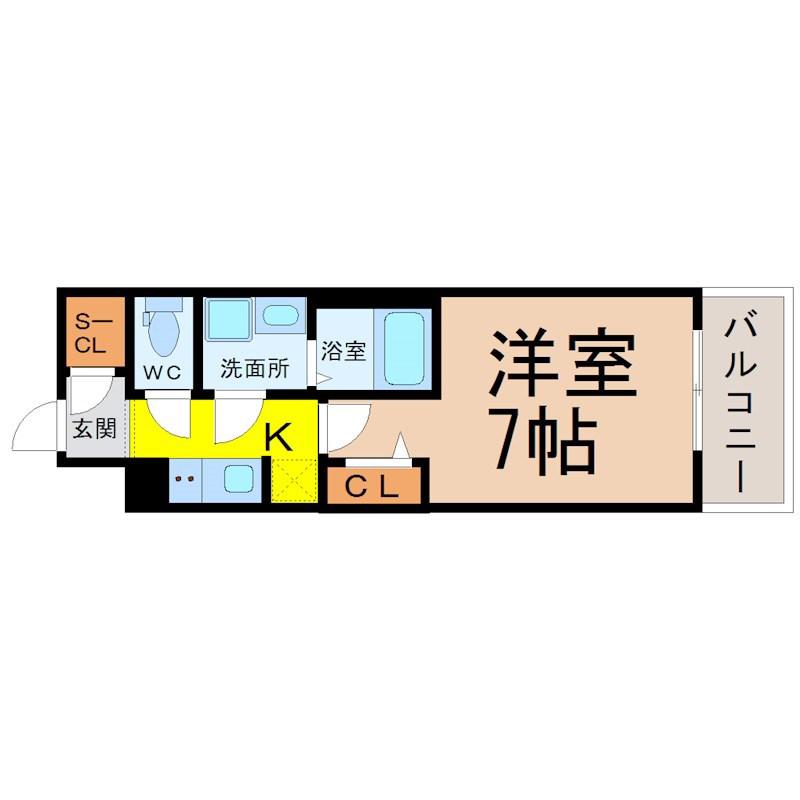 S-RESIDENCE金山三丁目(1K/7階)の間取り写真