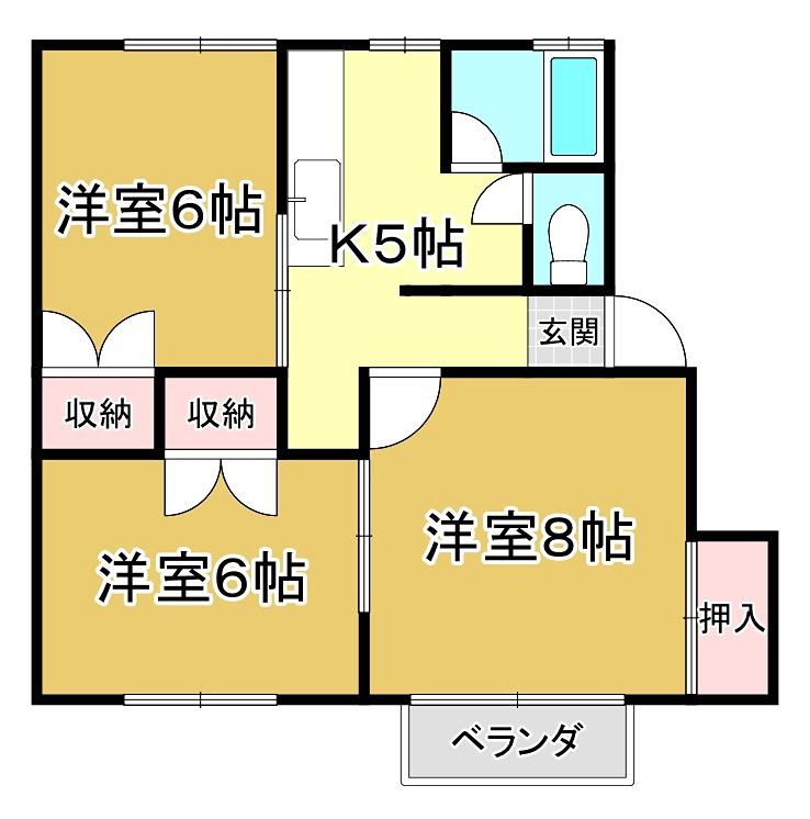 エクセルハイツ(3K/1階)の間取り写真
