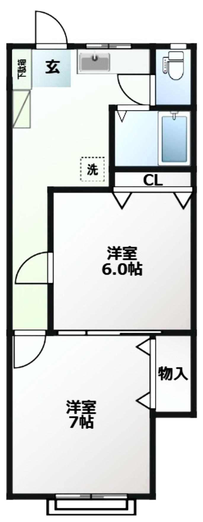 ハピネスAUNII(2K/1階)の間取り写真