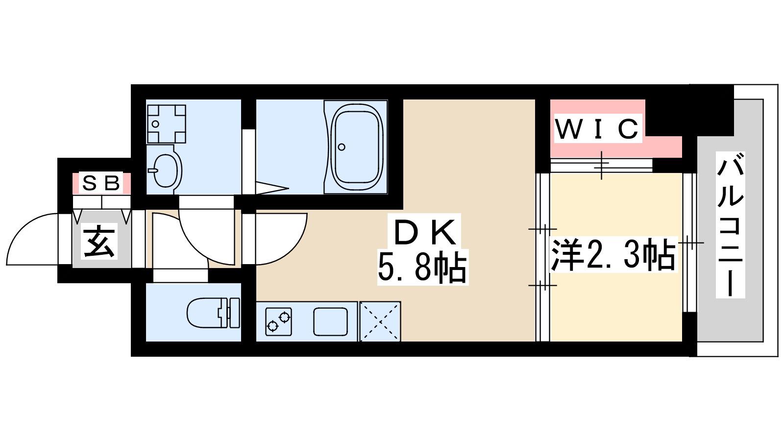 セレニテ江坂グランデ(1DK/10階)の間取り写真