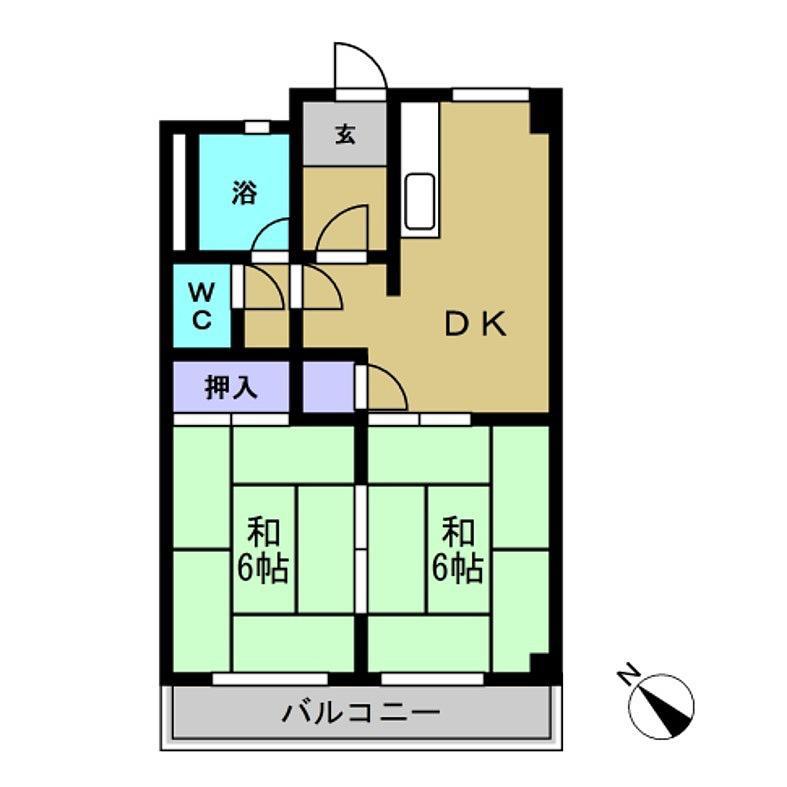 メゾン横須賀(2DK/4階)の間取り写真