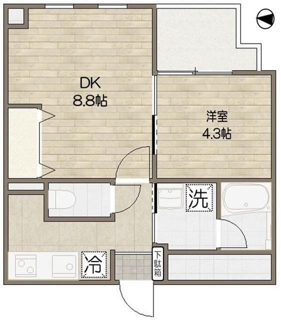 ムジーク北参道(1DK/8階)の間取り写真