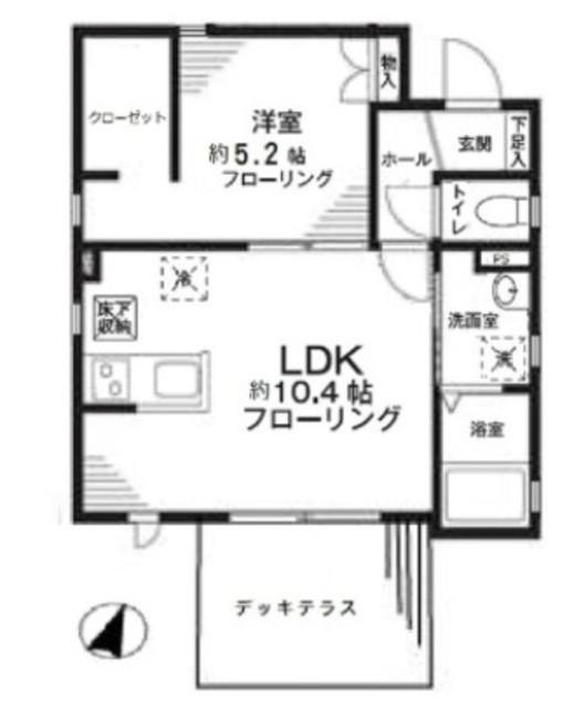 ティーダ富士見台(1LDK/1階)の間取り写真