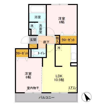 オアシス(2LDK/3階)の間取り写真