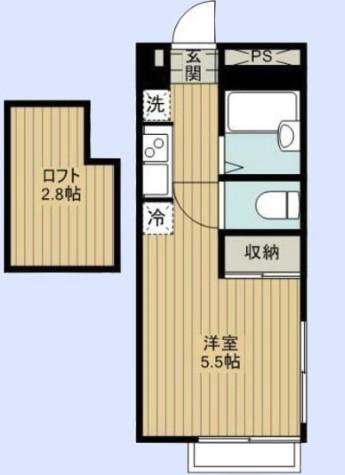 岡レジデンス(1K/2階)の間取り写真