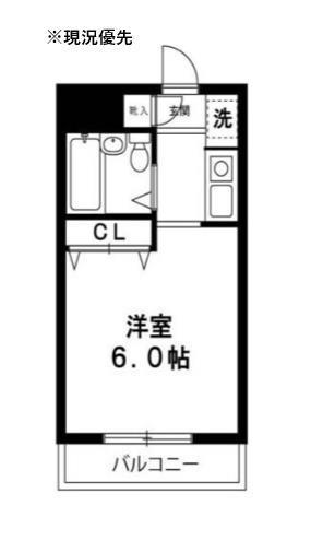 ポイントリューズ(ワンルーム/3階)の間取り写真