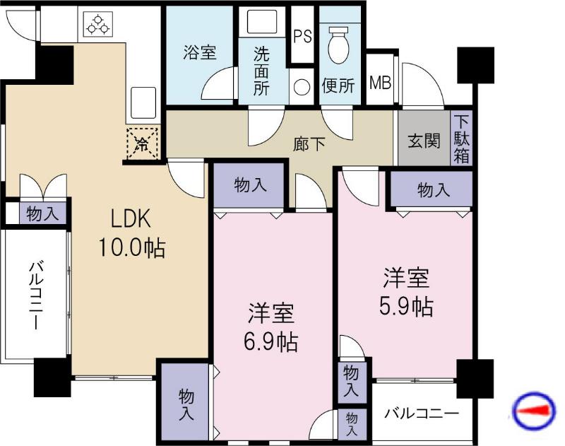 グレースコート507(2LDK/4階)の間取り写真