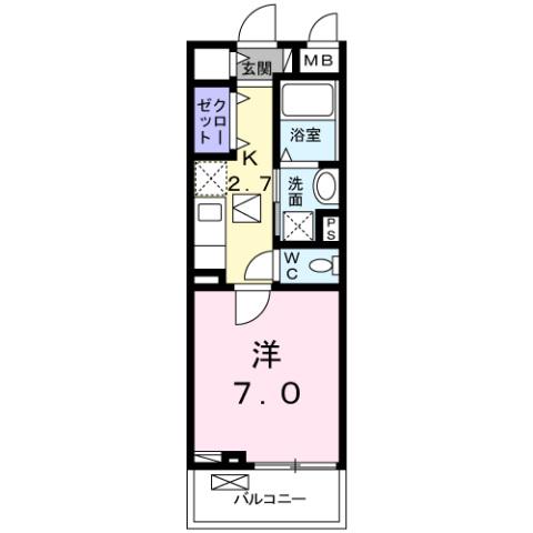 BELLE FONTAINE(1K/3階)の間取り写真
