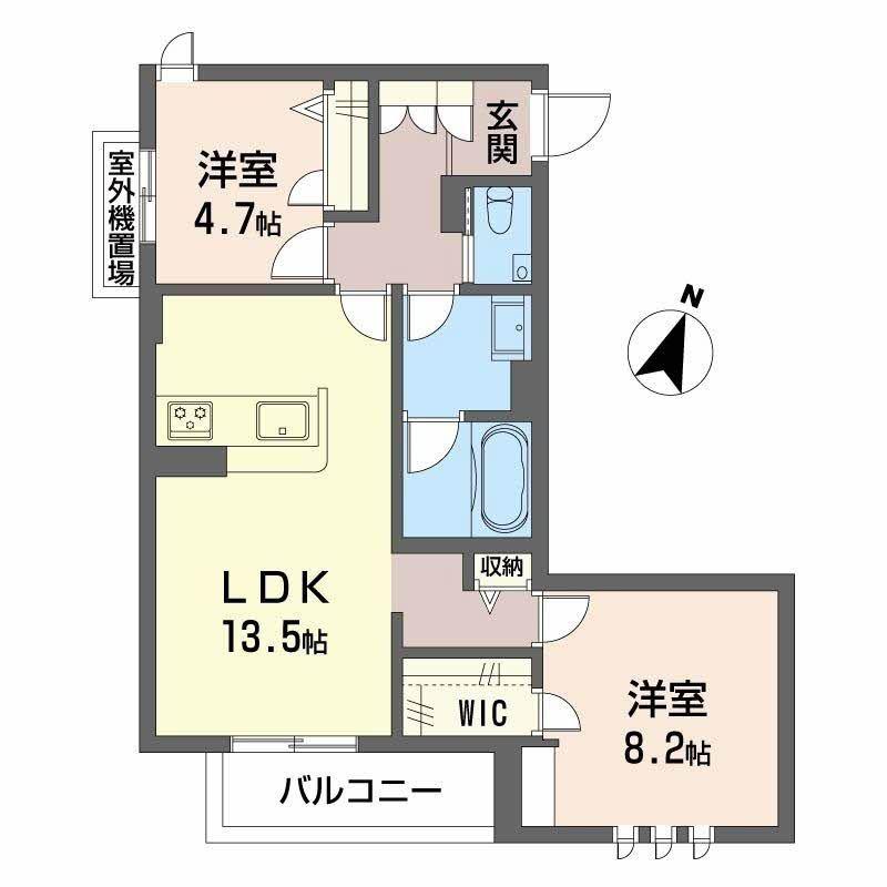 シャーメゾン神戸摩耶(2LDK/2階)の間取り写真