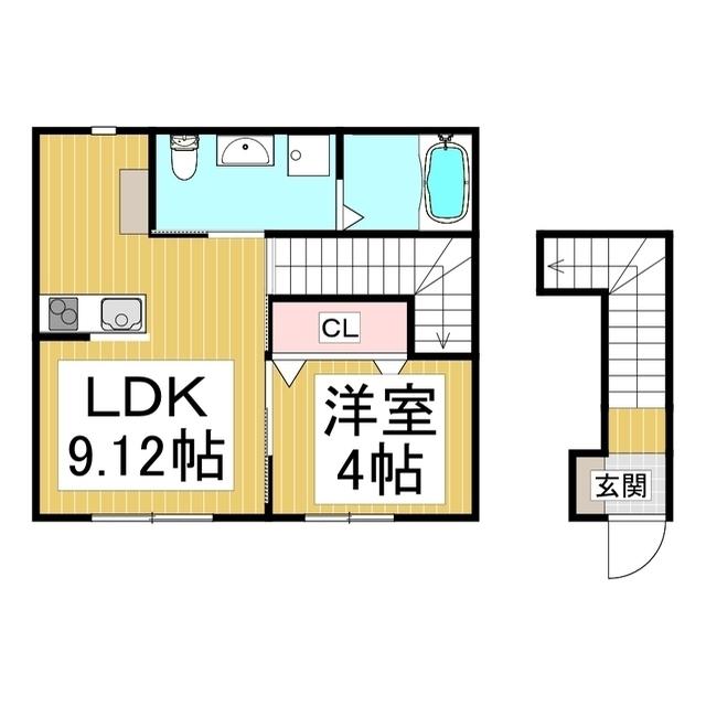 ミネットノアール(1LDK/2階)の間取り写真