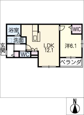LEVANTE(1LDK/2階)の間取り写真
