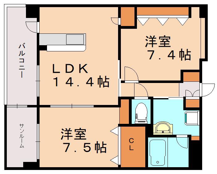 アンビシャス・III(2LDK/7階)の間取り写真