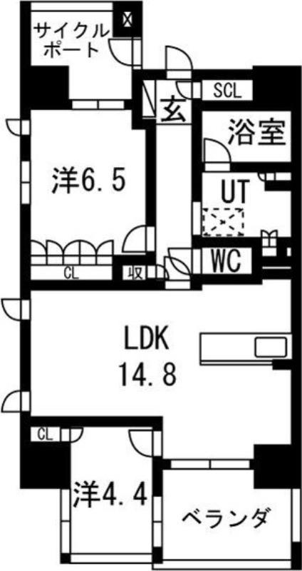 プラセシオン名古屋伏見(2LDK/5階)の間取り写真