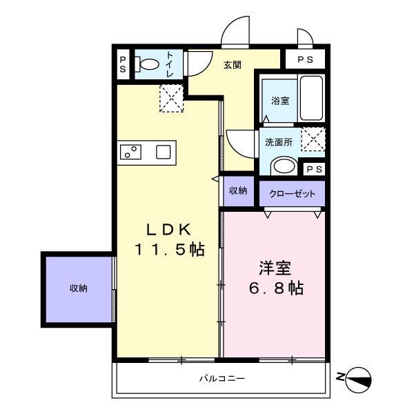 レジデンス バイカ(1LDK/1階)の間取り写真
