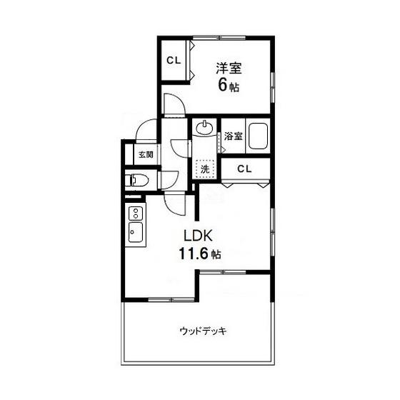 コンフォートブラウニー(1LDK/1階)の間取り写真