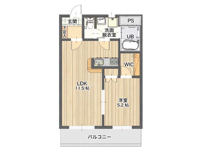 ユーコート(1LDK/1階)の間取り写真