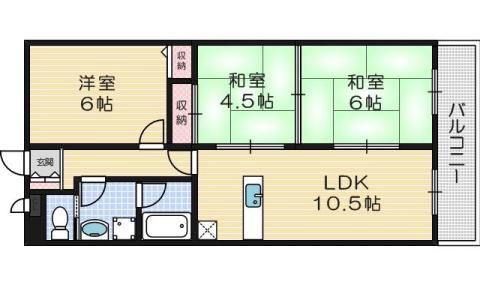 ボヌゥールII(3LDK/2階)の間取り写真