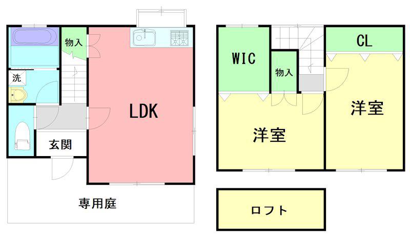 フレグランスKII(2LDK/2階)の間取り写真