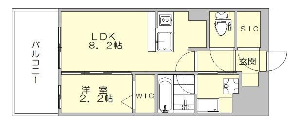 デュ・レジア博多レジデンス(1LDK/2階)の間取り写真